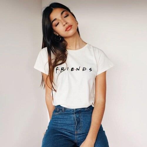 Colorful Friends Letter Print Women Summer White Tshirt Aesthetic Vintage Best Friends Female T-shirt Casual Camisetas Mujer New