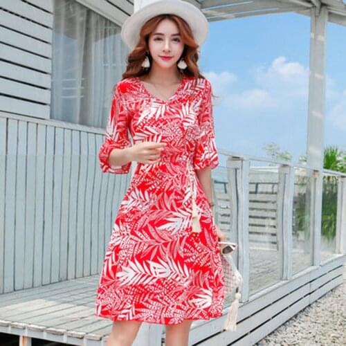 Cotton Printing Dress Female Summer 2021 New Temperament Large Size Clear Small Floral Loose Thin Artificial Cotton Faldas