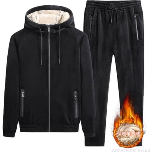 Winter casual suit men plus velvet thickening warm plus size widening hooded two-piece suit 9xl tracksuit men men outfit set