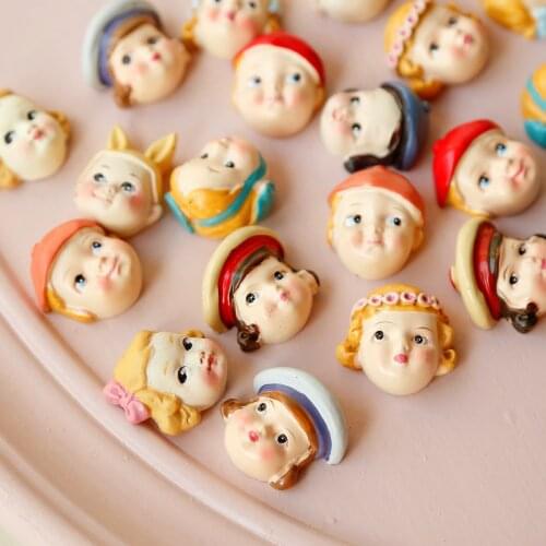 Retro hand-painted resin doll head series cute earrings paste patch handmade DIY pendant accessories