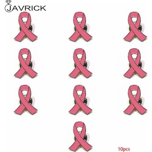 10Pcs Womens Jewelry Enamel Pink Ribbon Brooch Pins Surviving Breast Cancer Awareness Hope Lapel Buttons Badges