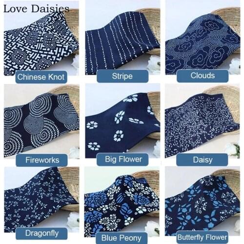 100% Cotton Chinese Indigo Dark Blue Batik Calico Blue And White Porcelain Fabric For DIY Home Decor Handmade Apparel 23 Options