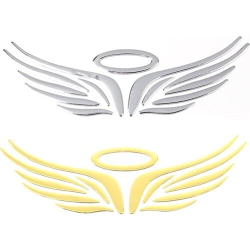 2Pcs 3D Chrome Angel Wing Sticker Decal Auto Car Emblem Decal Decoration - Silver & Gold