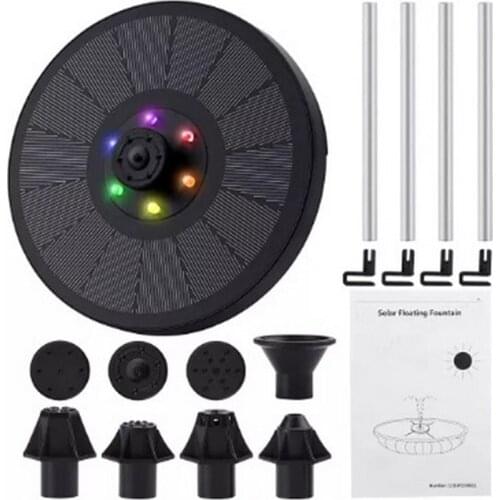 7V/3W Solar Water Fountain Pump Colorful LED Lights Floating Garden Fountain Pump Swimming Pools Pond Lawn Decor