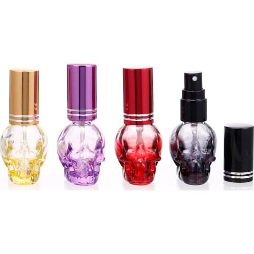 8ml Personality Skull Shape Refillable Portable Empty Glass Perfume Bottle Travel Mini Spray Parfum Bottles Free Shipping