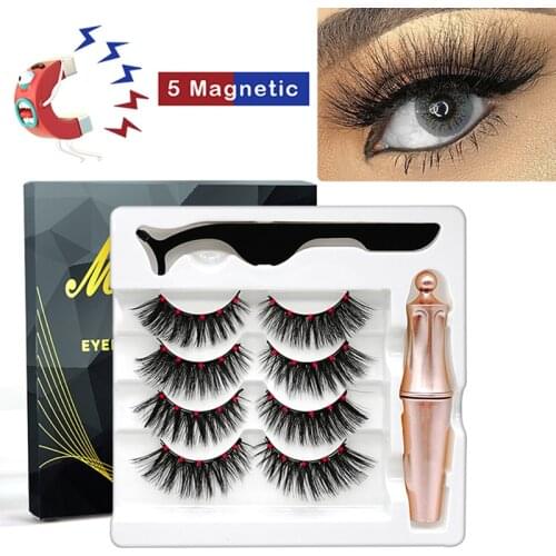 VISIBLE 8PCS 5 Magnetic Eyelashes 3D Mink Eyelashes Magnetic Eyeliner Tweezers Set Lasting Natural Handmade Faux Cils magnetique
