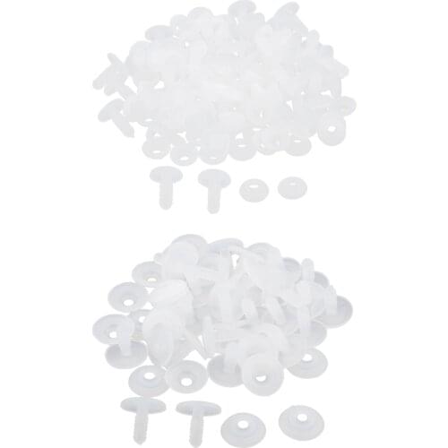 White Safety Teddy Bear Joints 50 Pieces Made of Plastic, Diameter 15/20 Mm