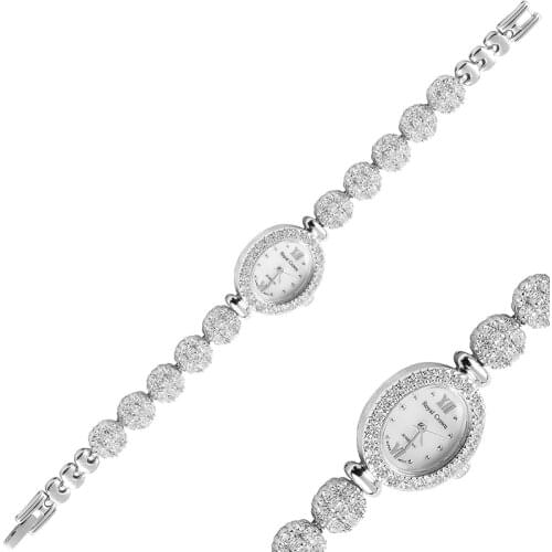 Silver 925 Sterling Zircon Cubic Zirconia Sleeve Clock