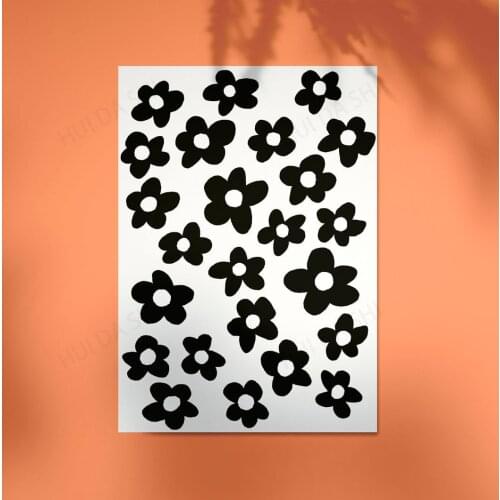 Black and white flowers printable wall art | abstract floral download wall art