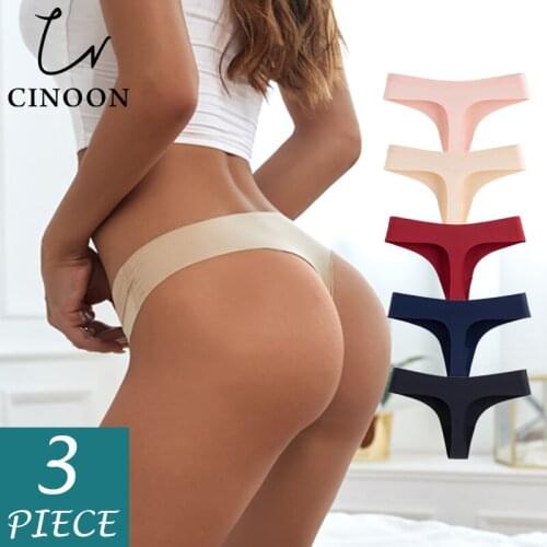 CINOON 3Pcs/Lot Fashion Sexy Thong Women Low waist Panties Seamless Soft Underwear Comfortable T-back G-Sting Female Lingerie