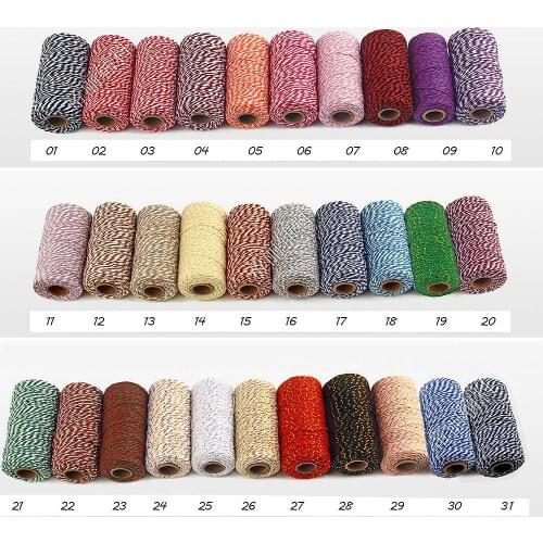100m/Roll 2MM Colorful Cotton Cord Rope Twine String DIY Sewing Thread Handmade Twisted Artisan String Decoration Craft Supplies