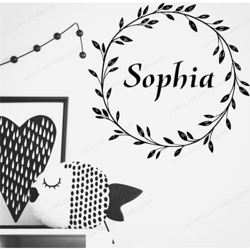 Custom Name Decorative Sticker Waterproof Home Decor Kids Room Nature Wall Decal Wall Decoration Leaves Wall Poster HD163