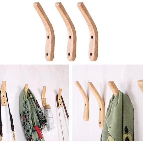 Wooden Wall Hanging Hook Oak Modern Clothes Hat Key Storage Hook Multifunctional Hanger For Home Restaurant Kitchen Courtyard