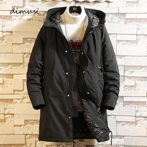 DIMUSI Winter Mens Jackets Fashion Male Cotton Thick Warm Parkas Casual Outwear Mid-Long Thermal Hooded Coats Mens Clothing