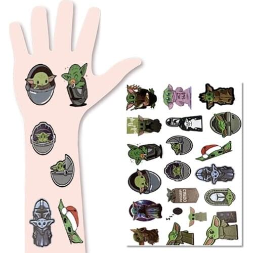 Disney Baby Yoda Tattoo Stickers Child Temporary Fake Tattoos Paste on Face Arm Leg for Children Cartoon Anime Kids Toys Sticker