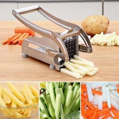 Home French Fries Cutter Stainless Steel Machine Manual Potato Strip Slicer Cutter Chopper Chips Machine Kitchen Making Tool HWC