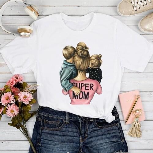 T-shirts Women Cartoon Mom Mother Mama Love Clothing 90s Spring Summer Tshirt Top Lady Stylish Sexy Print Clothes Tee T-Shirt