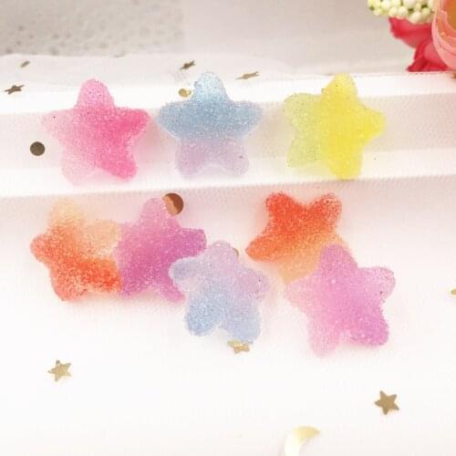 Kawaii Mix Colorful Transparent candy color star Flatback Spar applique 20PCS scrapbook DIY Home Figurines Decor crafts OF867