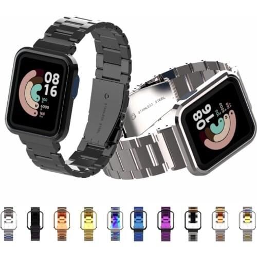 Case+Strap for Xiaomi Mi Watch Lite Stainless Steel Metal Bracelet for Redmi Watch Strap Wrist Band Watchband for Mi Watch Lite