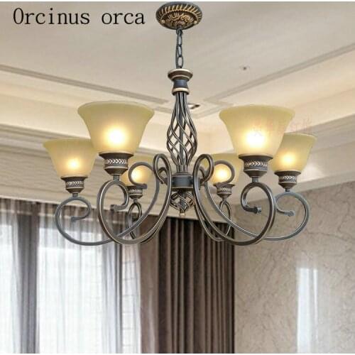 American style antique glass chandelier living room bedroom European luxury classic all copper chandelier free shipping