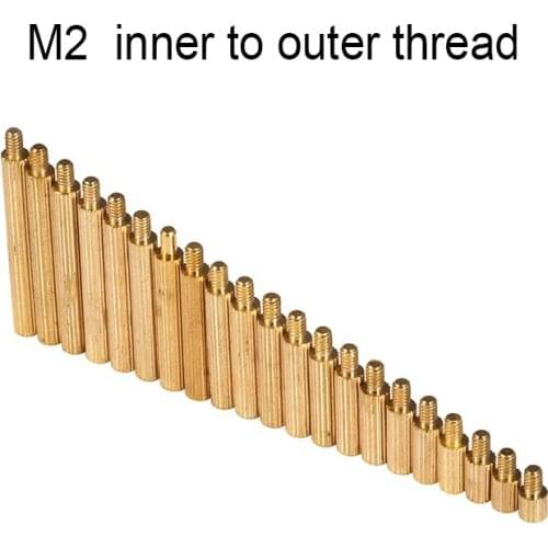 M2 thread copper spacer Length 3-32mm +3mm outer thread kurneled nut Monitor connecting column Copper Nut M2 threaded pole CCTV