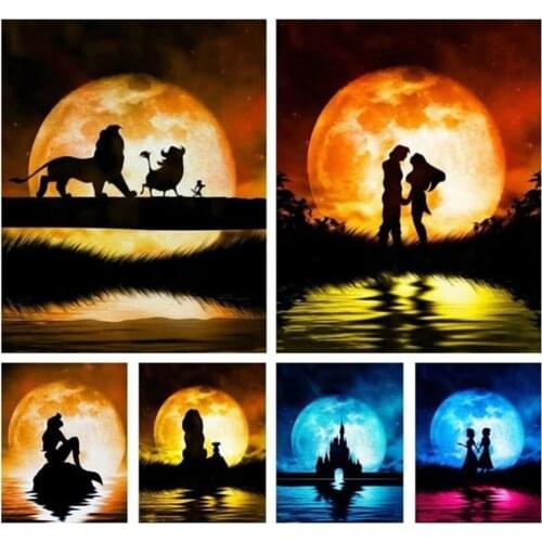 5d Diamond Painting Set Full Drill Square Cinderella Castle Elsa and Anna Shadows Painting Diamond Embroidery Cross Stitch Kit