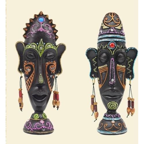 SET Creative new house decoration decoration of African characters living room decoration features doll resin Crafts sculpture