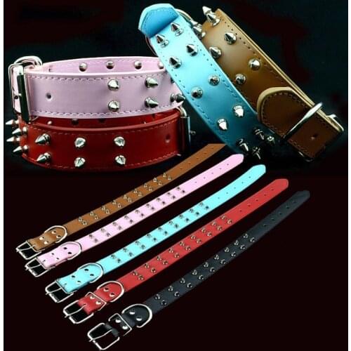 CL033 Velvet Dog Collar Suitable for Any Dog Pet Supplies Double Pairs Bullet Nail Beef Leather with Willow Nail Pet Collar 5pcs