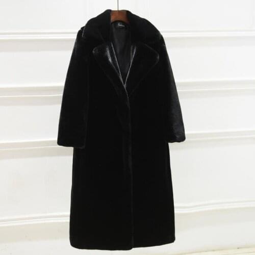 Faux mink coat womens mid-length autumn and winter new large size thick coat loose
