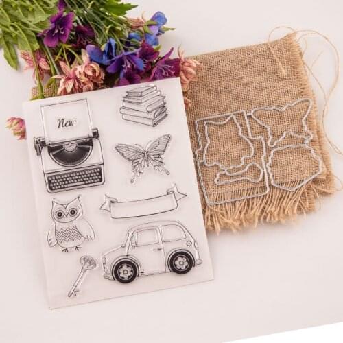 Typewriter cat Transparent Clear Silicone Stamps for DIY Scrapbooking/Card Making/Kids Christmas Fun Decoration Supplies A2073