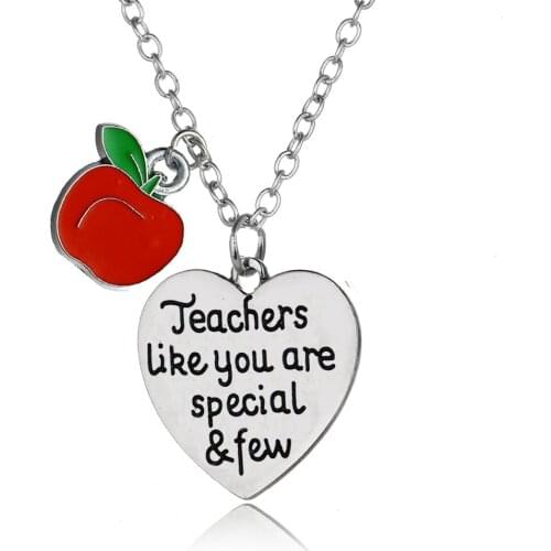 Teachers Like You Are Special & Few Heart Red Apple Heart Charm Necklace School Teachers Jewelry Teachers Xmas Collier Gift