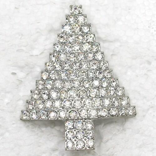 Clear Rhinestone Christmas tree Pin brooches C2015