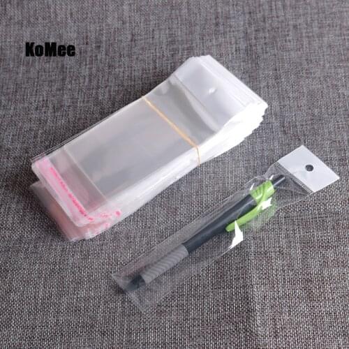 Clear Resealable OPP/Poly Bags Transparent Opp Bag Packing Plastic Bags Self Adhesive Seal 5x15+3cm white hanging Hole 200pcs