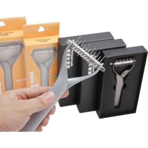 Pet Comb Knot Cutter Zinc Alloy and Stainless Steel Dual Sided Dogs Open Knot Rake Pet Grooming Tool Built-in Sharp Blade