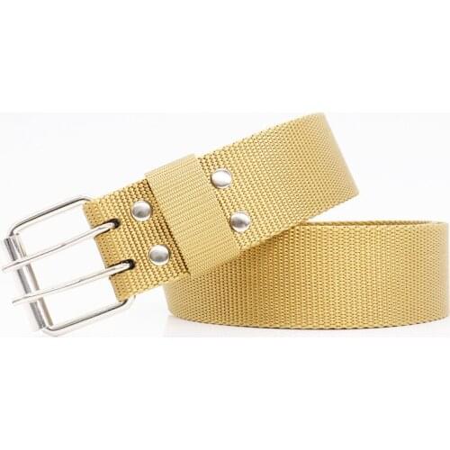 Feiyi 3.8cm Wide Ladies Double pinhole Buckle Tactical Belt Buckles Stainless Steel durable casual Fashion pin Buckle belt