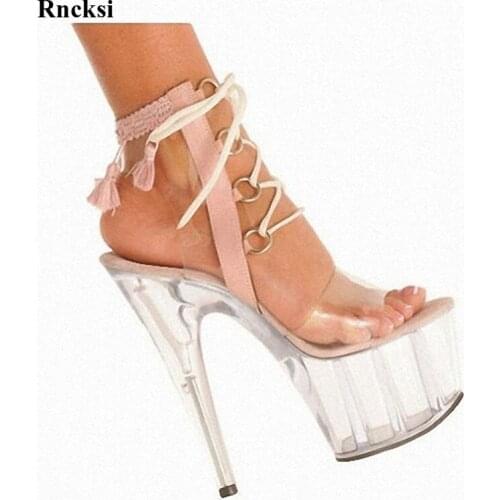 Rncksi New Sexy 15CM Super-High Heels Shoes The Nightclubs Princess Crystal Shoes High-Heeled Sandals Womens Shoes