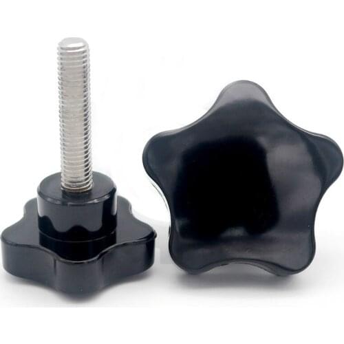 M10 Hand Tighten 304 Stainless Steel Screws Plum Plastic Five-star Head Knob Bolts Nuts 15mm-100mm Length