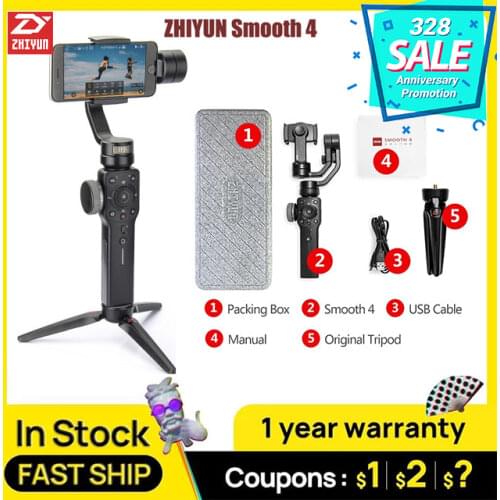 ZHIYUN Smooth 4 3 Axis Smartphone Handheld gimbal stabilizer steadicam for iphone 6 X Action camera Huawei P20 Pro Gopro4 SJCAM
