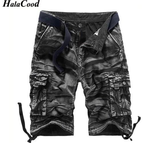 New Mens Cotton Camouflage Cargo Shorts Large Size Loose Five Points Multi-pocket Shorts US Army Wearable Training Army Shorts