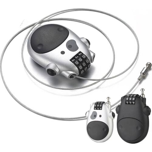 Password Helmet Lock with Steel Cable Padlock Bicycle Anti-Theft Mini Burglar Kick Scooter Bike Accessories for Motorcycle, MTB