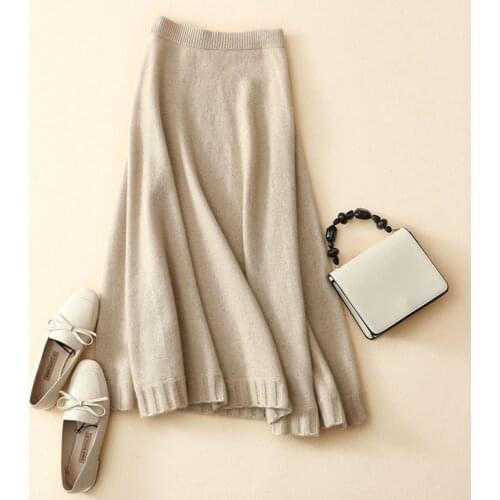 High waist womens fashion skirt elegant cutting high quality 100% cashmere skirt for winter