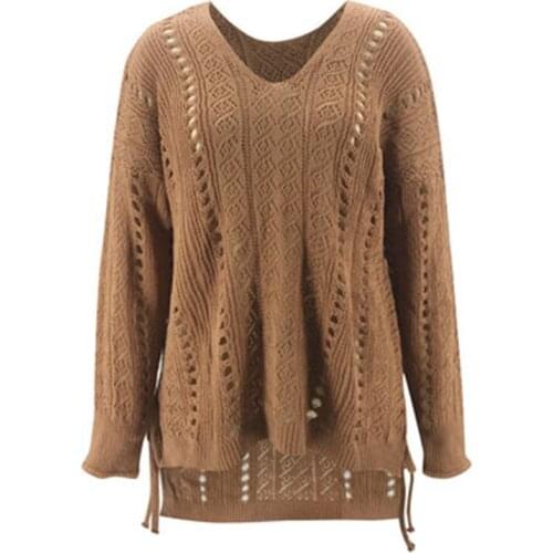 Womens Sweater Hollow Casual Spring And Autumn Loose Knit Womens Clothing Large Size Regular Strap Pullover Vestidos De Muje