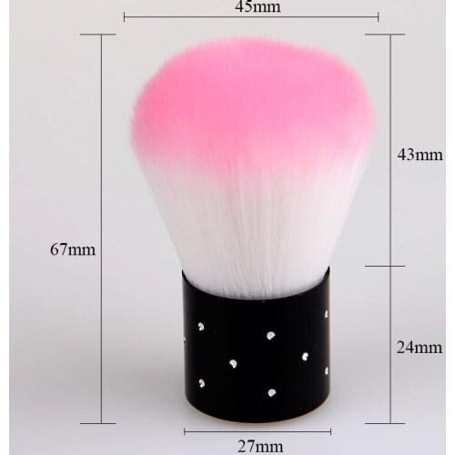 1Pc 6.5*2.6CM Pink Mini Nail Art Powder Dust Clean Brush Make Up Brush Rhinestones On Handle