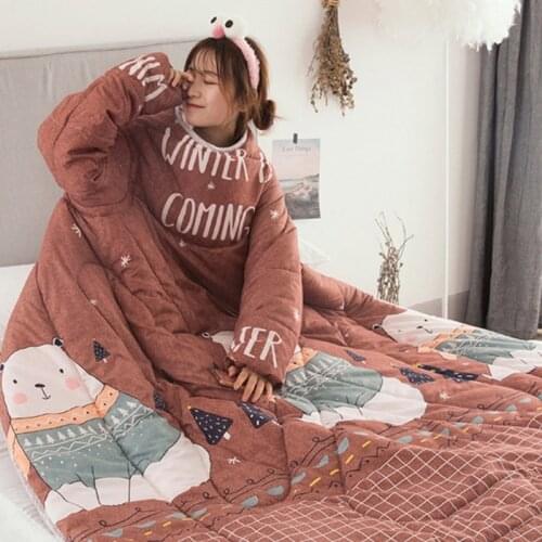 1 Pcs Lazy Quilt With Sleeves Warm Thicken Blanket Multifunction For Home Winter Nap-30