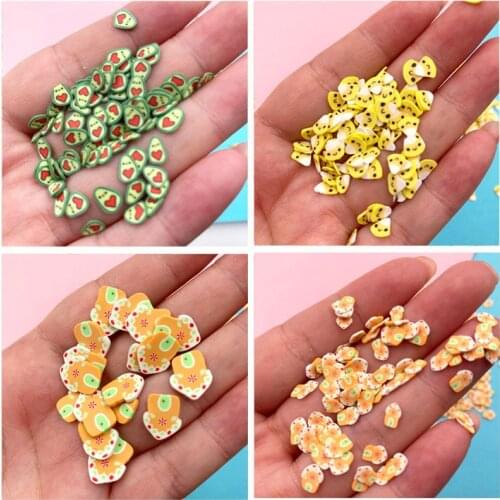 100g Heart Avocado Corn Candy Mushroom House Slices Polymer Hot Clay Sprinkle for DIY Nail Art Phone Decorations Accessoires