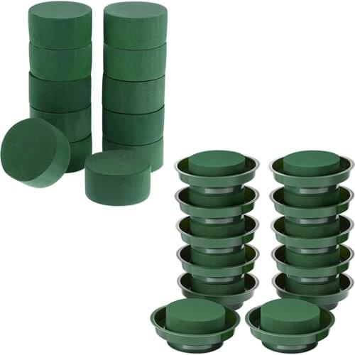 12x Premium Floral Wet Foam DIY Flower Arrangement Kit Green Round Wet Foam Mud Wedding Aisle Flowers Party Decoration Crafts