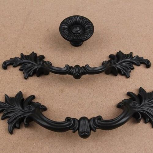 2.5'' 3.75''Black Drawer Knobs Pulls Decorative Door Handle Kitchen Cabinet Handles Pulls Knobs Vintage Furniture Hardware 64 96
