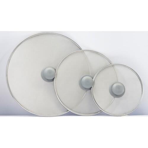 25cm Splatter Screen Mesh Pot Lid Cover Silver Oil Frying Pan Lid Kitchen Accessories Splash Oil Stainless Steel Cooking Tools