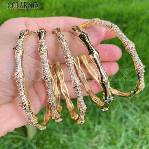 3Pcs Zircon Bangle Bing Betal Zircon Fashion metal Bracelet Gold color high quality Bangle jewelry Women bangle 31463
