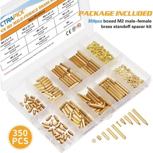 350 x M2 Hexagonal Copper Column Hex Nut Standoff Single Head Double-Pass Brass Screw Column Pillar PCB Board Motherboard Spacer